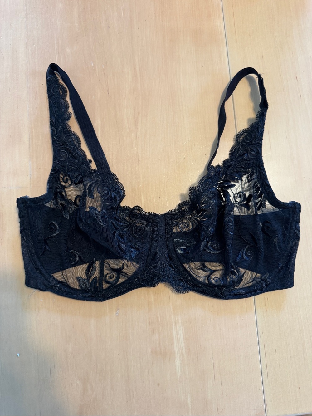 Soma Black Sheer Lace Underwire Bra- 34DDD